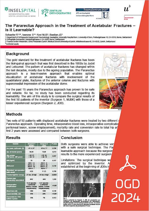 Poster OGD 2024 - The Pararectus Approach in the Treatment of Acetabular Fractures – is it Learnable?